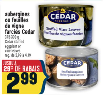AUBERGINES OU FEUILLES DE VIGNE FARCIES CEDAR | CEDAR STUFFED EGGPLANT OR VINE LEAVES