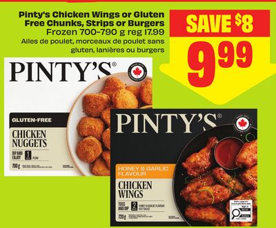 Pinty's Chicken Wings or Gluten Free Chunks, Strips or Burgers