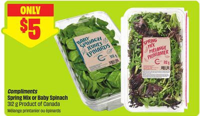Compliments Spring Mix or Baby Spinach