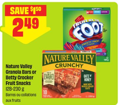 Nature Valley Granola Bars or Betty Crocker Fruit Snacks