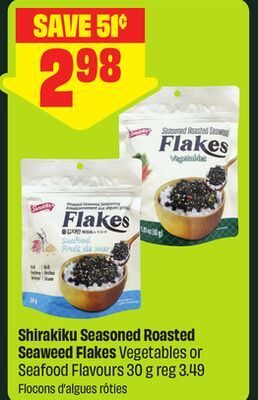 Shirakiku Seasoned Roasted Seaweed Flakes Vegetables or Seafood Flavours
