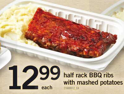 Half Rack Bbq Ribs With Mashed Potatoes