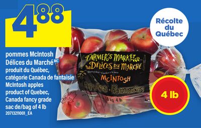 POMMES MCINTOSH DÉLICES DU MARCHÉ | MCINTOSH APPLES, SAC DE 4 LB