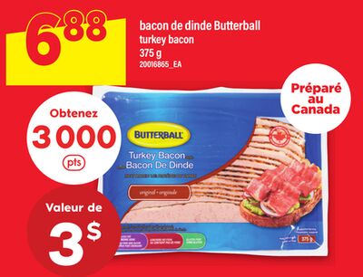 BACON DE DINDE BUTTERBALL | TURKEY BACON, 375 G