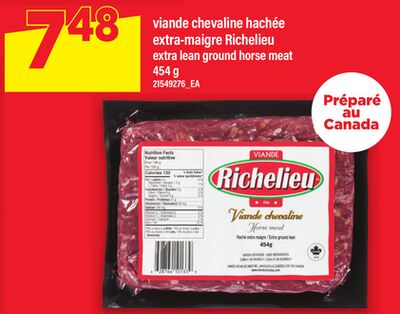 VIANDE CHEVALINE HACHÉE EXTRA-MAIGRE RICHELIEU | EXTRA LEAN GROUND HORSE MEAT, 454 G