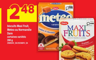 BISCUITS MAXI FRUIT, METEO OU NORMANDIE DARE, 280 G