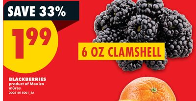 BLACKBERRIES, 6 OZ CLAMSHELL