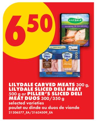 LILYDALE CARVED MEATS, 300 g, LILYDALE SLICED DELI MEAT, 500 g or PILLER'S SLICED DELI MEAT DUOS, 300/350 g