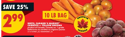 BEETS, FARMER'S MARKET CARROTS or YELLOW ONIONS, 10 LB BAG