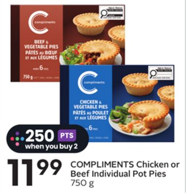 COMPLIMENTS Chicken or Beef Individual Pot Pies